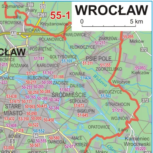 Polska mapa ścienna kody pocztowe na podkładzie do wpinania, 1:500 000, ArtGlob
