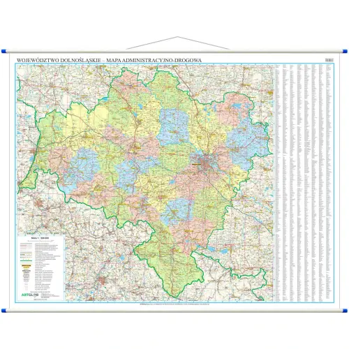Województwo dolnośląskie mapa ścienna, 1:200 000, ArtGlob