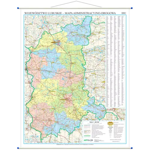 Województwo lubuskie mapa ścienna, 1:200 000, ArtGlob