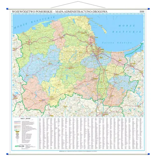 Województwo pomorskie mapa ścienna, 1:200 000, ArtGlob