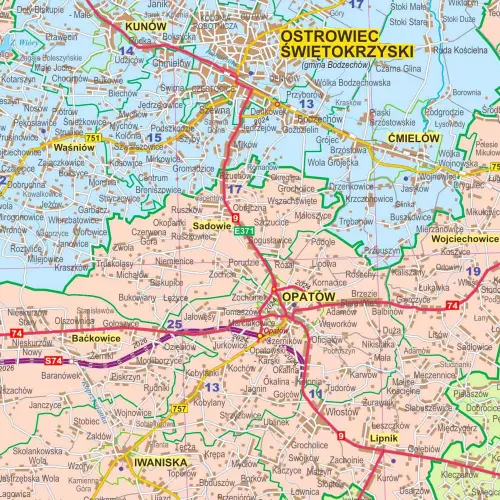 Województwo świętokrzyskie mapa ścienna, 1:200 000, ArtGlob