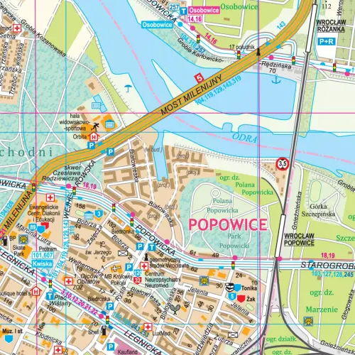 Wrocław mapa ścienna arkusz papierowy, 1:18 500, ArtGlob