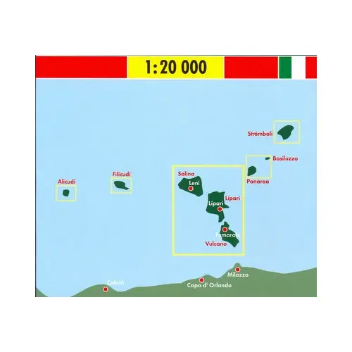 Wyspy Liparyjskie Lipari Panarea Salina Stromboli Vulcano Włochy Pd mapa 1:20 000-1:600 000 Freytag & Berndt