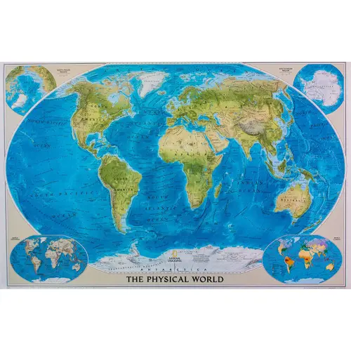 Świat mapa ścienna fizyczna arkusz laminowany 1:19 463 000