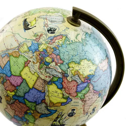 Globus polityczny z trasami odkrywców 22 cm