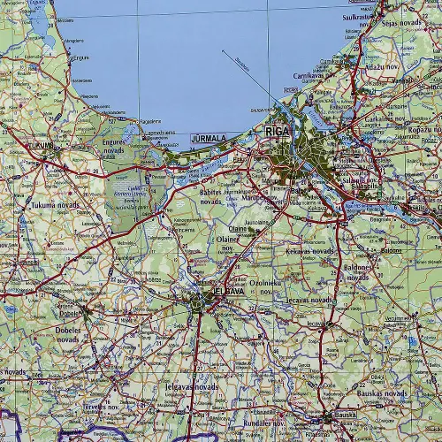 Łotwa mapa ścienna drogowa arkusz papierowy1:400 000