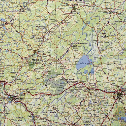 Łotwa mapa ścienna drogowa arkusz papierowy1:400 000