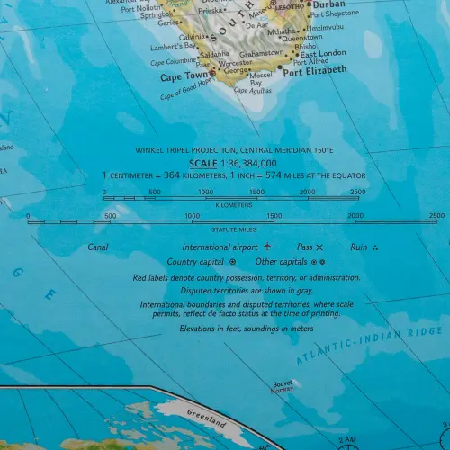 World Pacific Centered Świat mapa ścienna polityczna arkusz papierowy 1:36 384 000