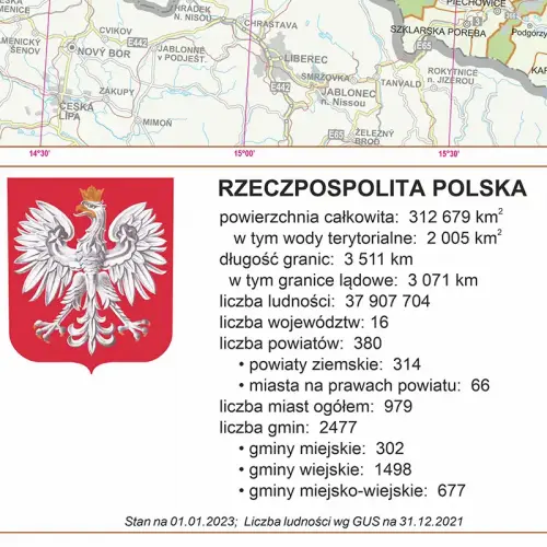 Polska mapa ścienna dwustronna fizyczno-administracyjna 1:500 000