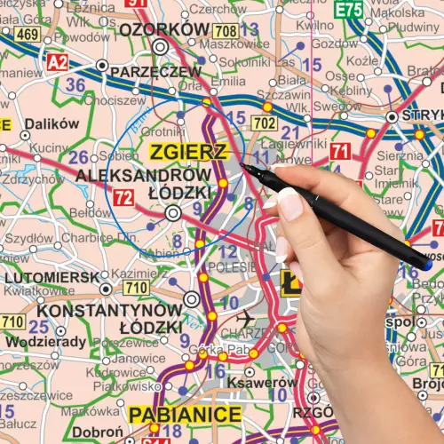 Polska mapa ścienna administracyjno-drogowa arkusz laminowany, 1:350 000, ArtGlob