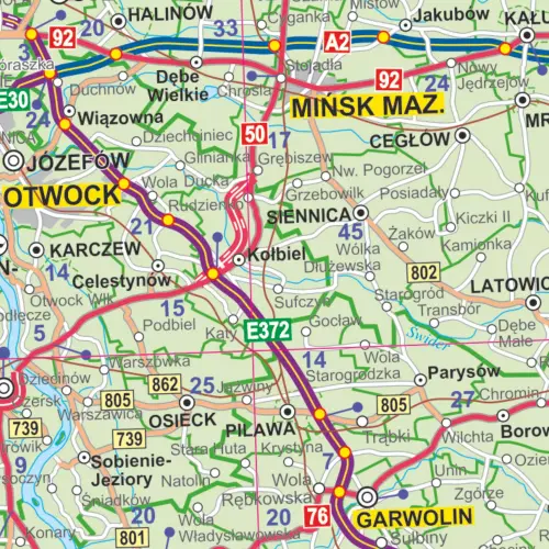 Polska mapa ścienna administracyjno-drogowa arkusz laminowany, 1:350 000, ArtGlob