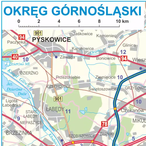 Polska mapa ścienna drogowa arkusz laminowany 1:350 000, ArtGlob