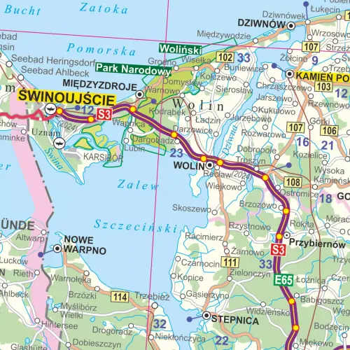 Polska mapa ścienna samochodowa na podkładzie w drewnianej ramie, 1:500 000, ArtGlob