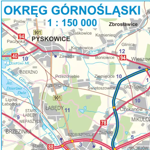 Polska mapa ścienna samochodowa na podkładzie w drewnianej ramie, 1:500 000, ArtGlob