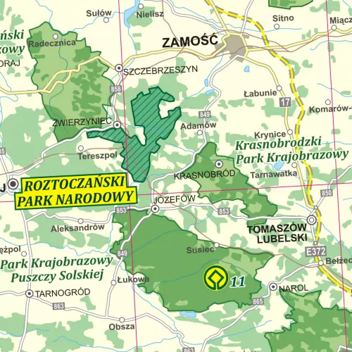 Polska - Parki Narodowe i Krajobrazowe mapa ścienna na podkładzie w drewnianej ramie, 1:500 000, ArtGlob