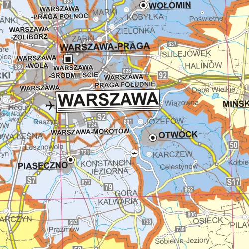 Polska - mapa ścienna obszarów właściwości sądów powszechnych na podkładzie magnetycznym, 1:500 000, ArtGlob