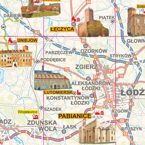 Polska mapa ścienna zamków na podkładzie, 1:700 000, ArtGlob