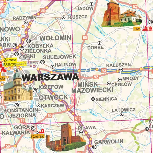 Polska mapa ścienna zamków arkusz papierowy, 1:700 000, ArtGlob