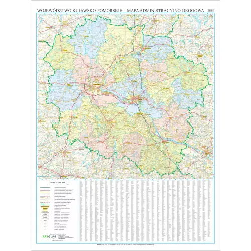 Województwo kujawsko-pomorskie mapa ścienna arkusz papierowy, 1:200 000, ArtGlob