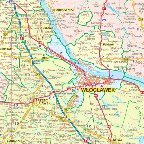 Województwo kujawsko-pomorskie mapa ścienna na podkładzie do wpinania, 1:200 000, ArtGlob