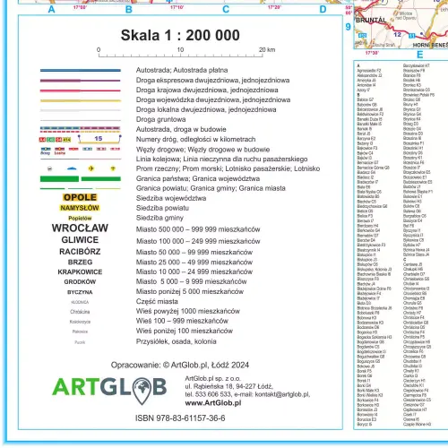 Województwo opolskie mapa ścienna arkusz papierowy, 1:200 000, ArtGlob