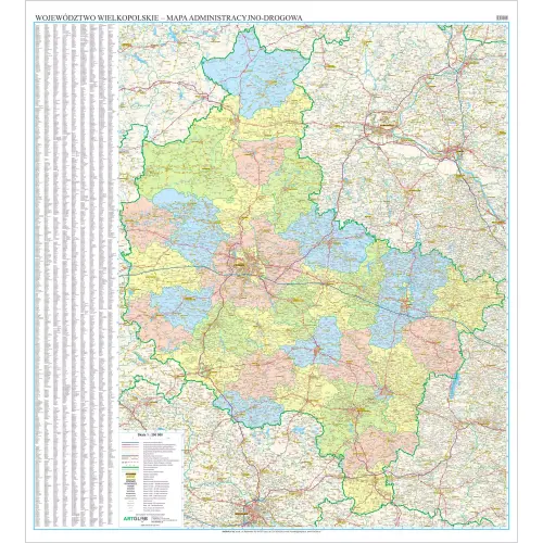 Województwo wielkopolskie mapa ścienna arkusz papierowy, 1:200 000, ArtGlob