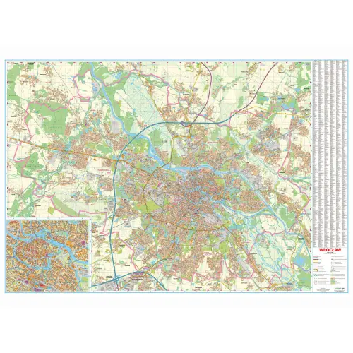Wrocław mapa ścienna arkusz papierowy, 1:15 000, ArtGlob