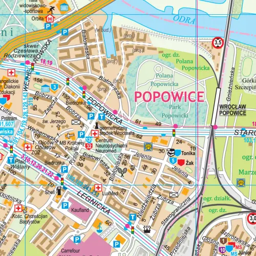 Wrocław mapa ścienna na podkładzie magnetycznym, 1:15 000, ArtGlob