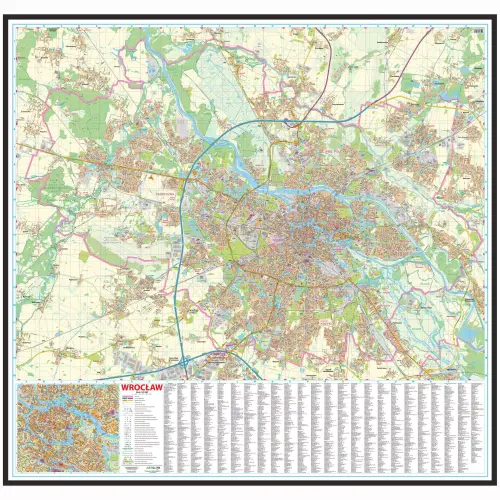 Wrocław mapa ścienna na podkładzie, 1:20 000, ArtGlob
