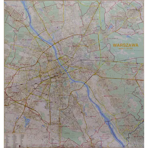 Warszawa mapa ścienna drogowa arkusz papierowy 1:22 500