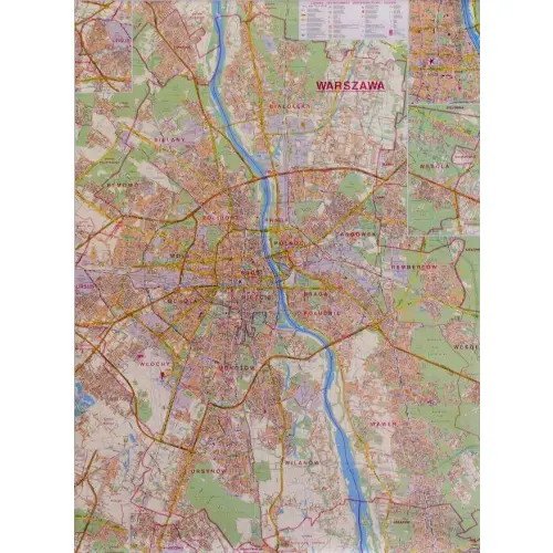 Warszawa mapa ścienna administracyjno-drogowa arkusz laminowany 1:26 000