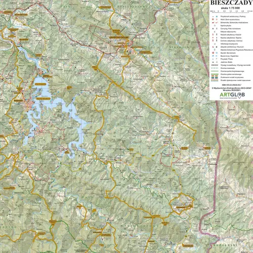 Bieszczady - mapa zdrapka na podkładzie 1:75 000