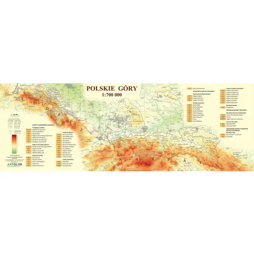 Polskie góry - mapa zdrapka na podkładzie 1:700 000