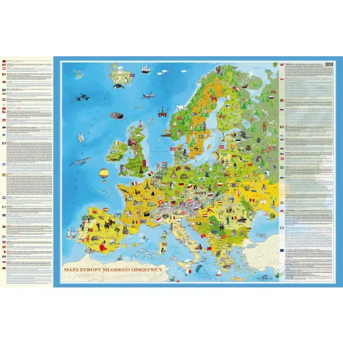 Europa Młodego Odkrywcy mapa ścienna dla dzieci arkusz papierowy