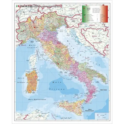 Włochy mapa ścienna kody pocztowe arkusz laminowany 1:900 000