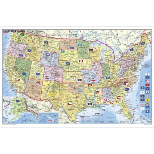 USA mapa ścienna kody pocztowe arkusz laminowany 1:5 500 000