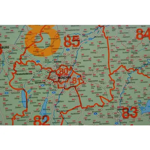 Niemcy mapa ścienna kody pocztowe 1:750 000