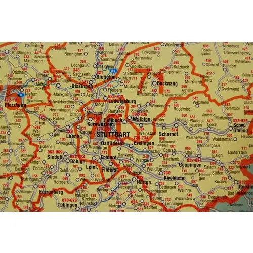 Niemcy mapa ścienna kody pocztowe na podkładzie magnetycznym 1:750 000