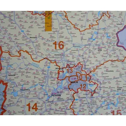 Niemcy mapa ścienna kody pocztowe 1:750 000