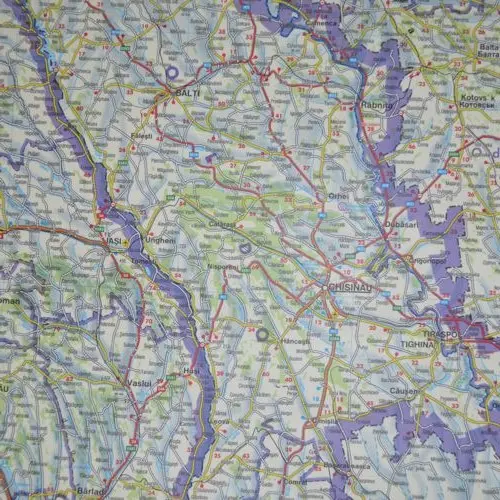 Ukraina Mołdawia mapa ścienna samochodowa arkusz papierowy 1:1 000 000