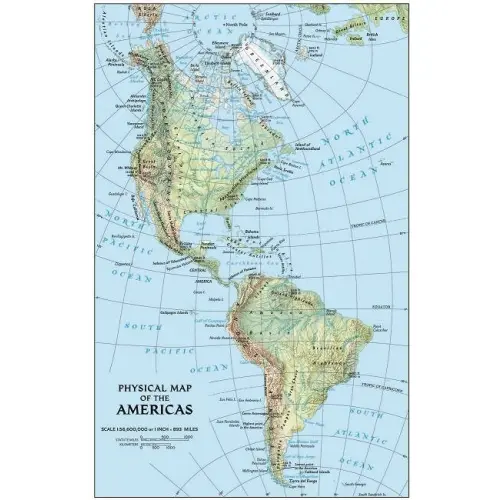 Ameryka Północna i Południowa Classic polityczna mapa ścienna na podkładzie do wpinana, 1:19 100 000