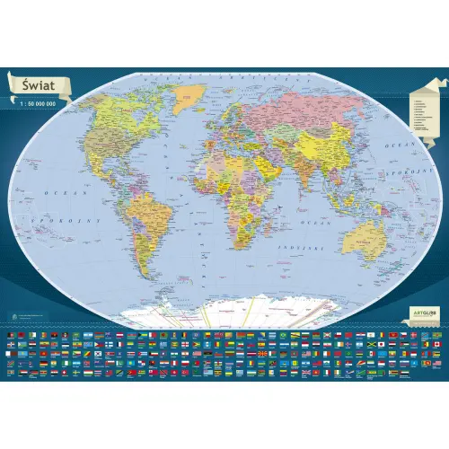 Świat mapa zdrapka na podkładzie 1:50 000 000