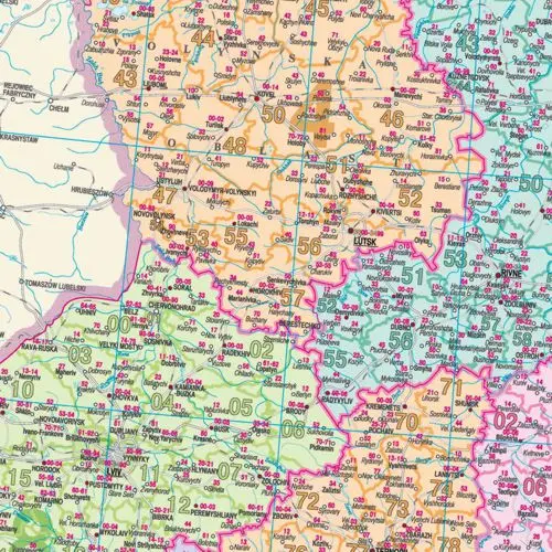 Ukraina mapa ścienna kody pocztowe arkusz papierowy 1:1 000 000
