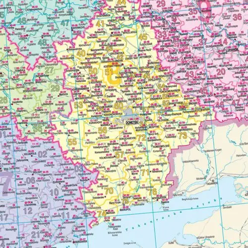 Ukraina mapa ścienna kody pocztowe na podkładzie magnetycznym 1:1 000 000