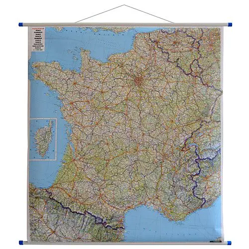 Francja mapa ścienna samochodowa 1:1 000 000
