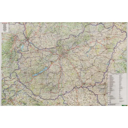 Węgry mapa ścienna samochodowa arkusz laminowany 1:400 000