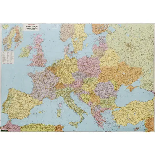 Europa mapa ścienna administracyjno-drogowa arkusz papierowy 1:2 600 000