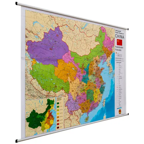 Chiny mapa ścienna kody pocztowe 1:4 000 000