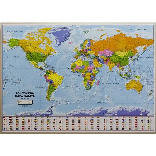 Świat mapa ścienna polityczna - naklejka 1:30 000 000