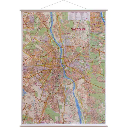 Warszawa mapa ścienna administracyjno-drogowa 1:26 000